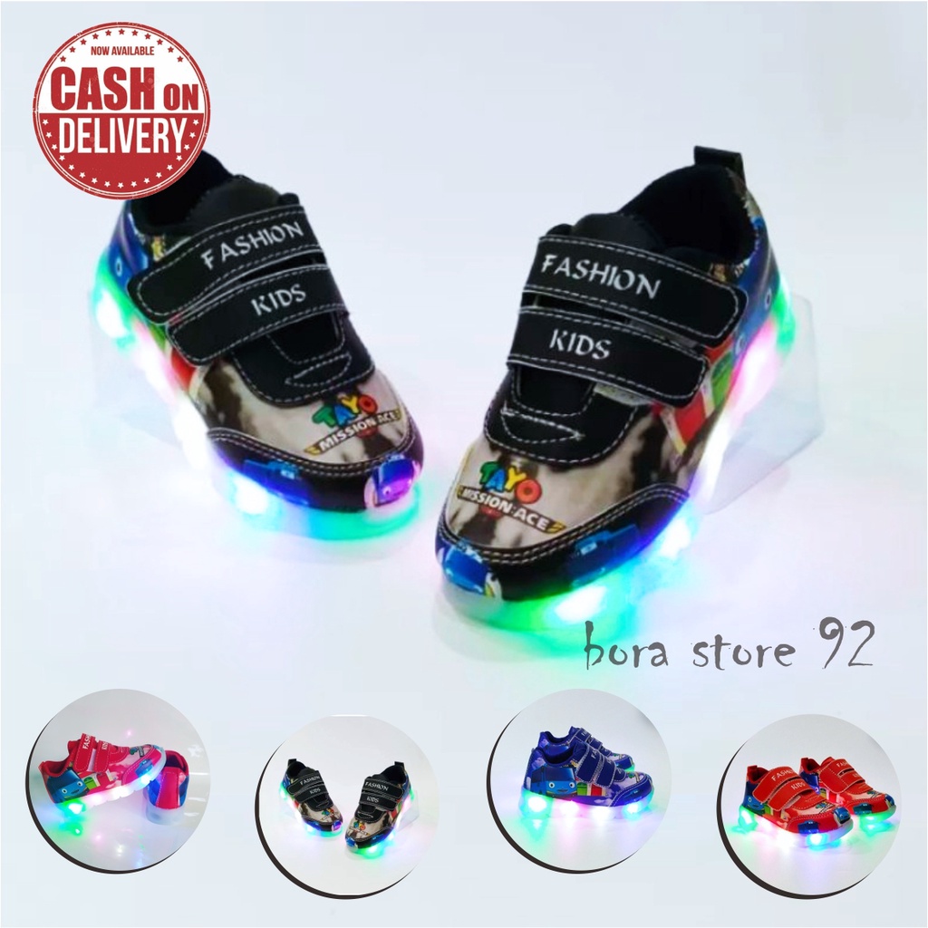 Sepatu anak laki laki LED little tyo TRAIN