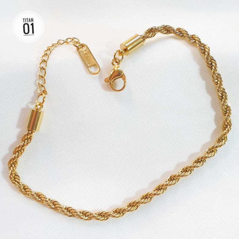 Gelang Rantai Tambang Titanium Gold N14032203