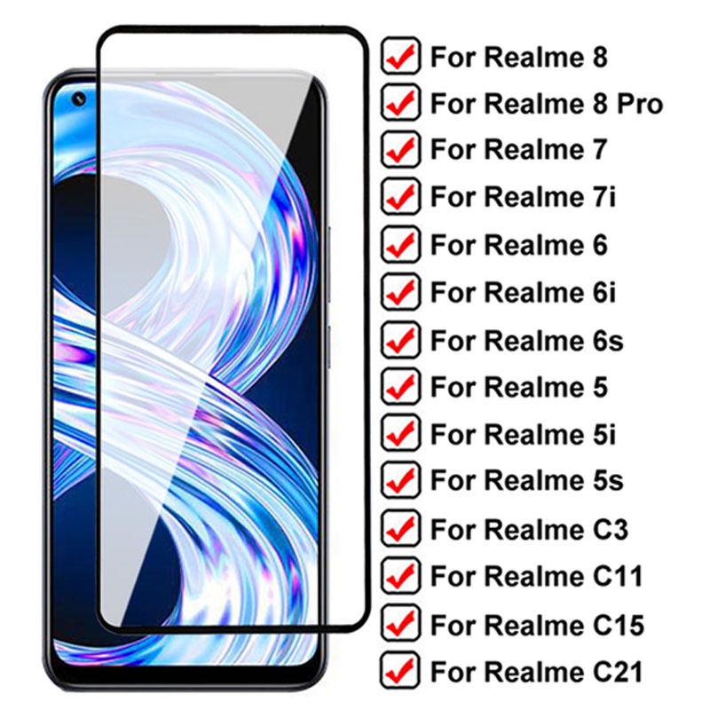 Pelindung Layar Tempered Glass Untuk OPPO Realme 5 6 Pro 6S 5S 6i 5i 7i 7 8 4G 5G Pro 7Asia C3i C11 C15 C21 C3