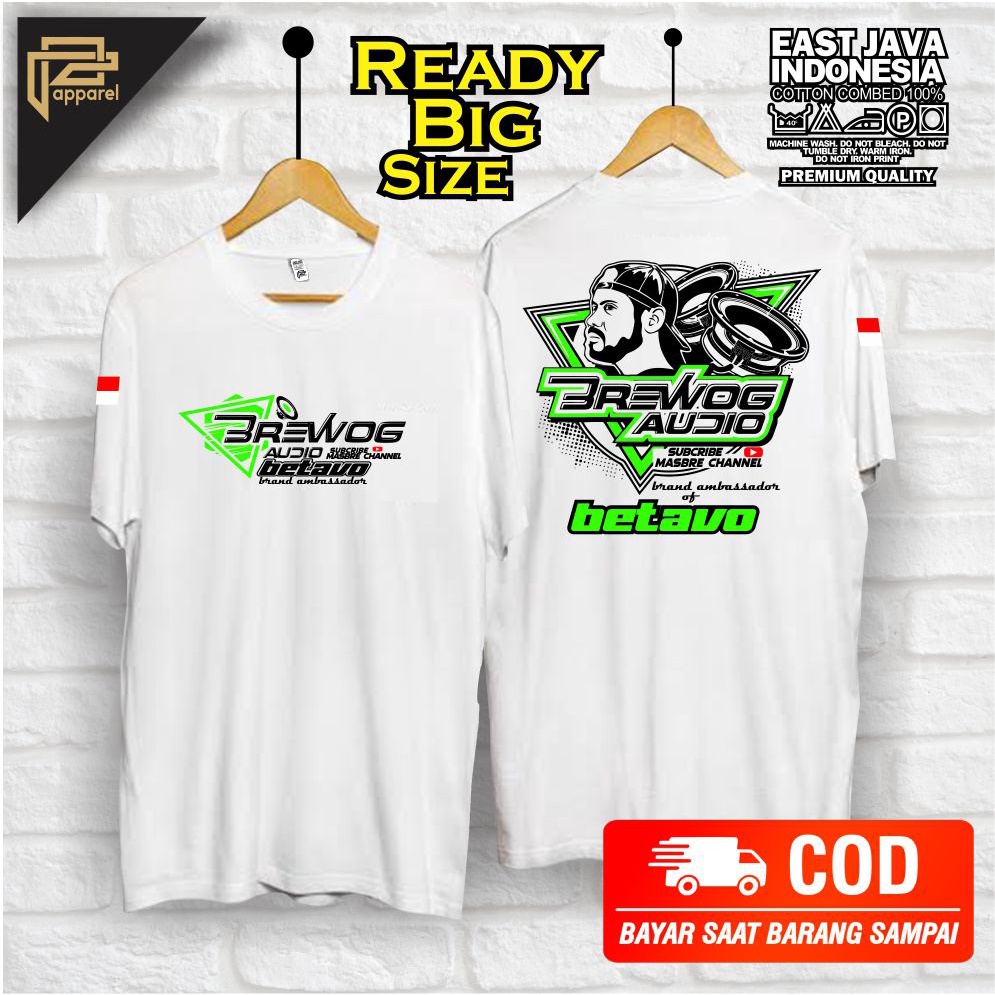 baju kaos BREWOG betavo putih audio sound system / big size/ jumbo/brewok/p apparel