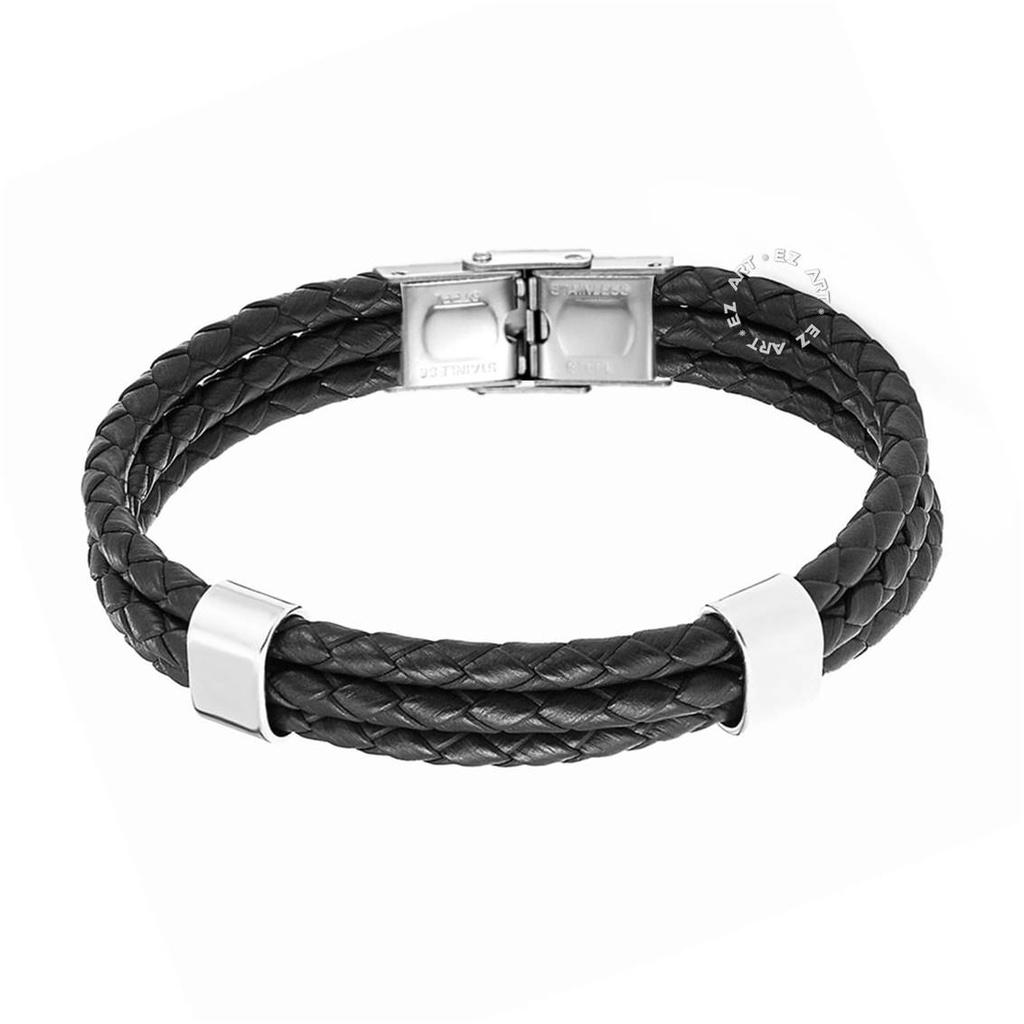 GELANG KULIT KEPANG 3 LAYER MULTILAYER STAINLESS STEEL PRIA WANITA TALI COKLAT HITAM ADJUSTABLE