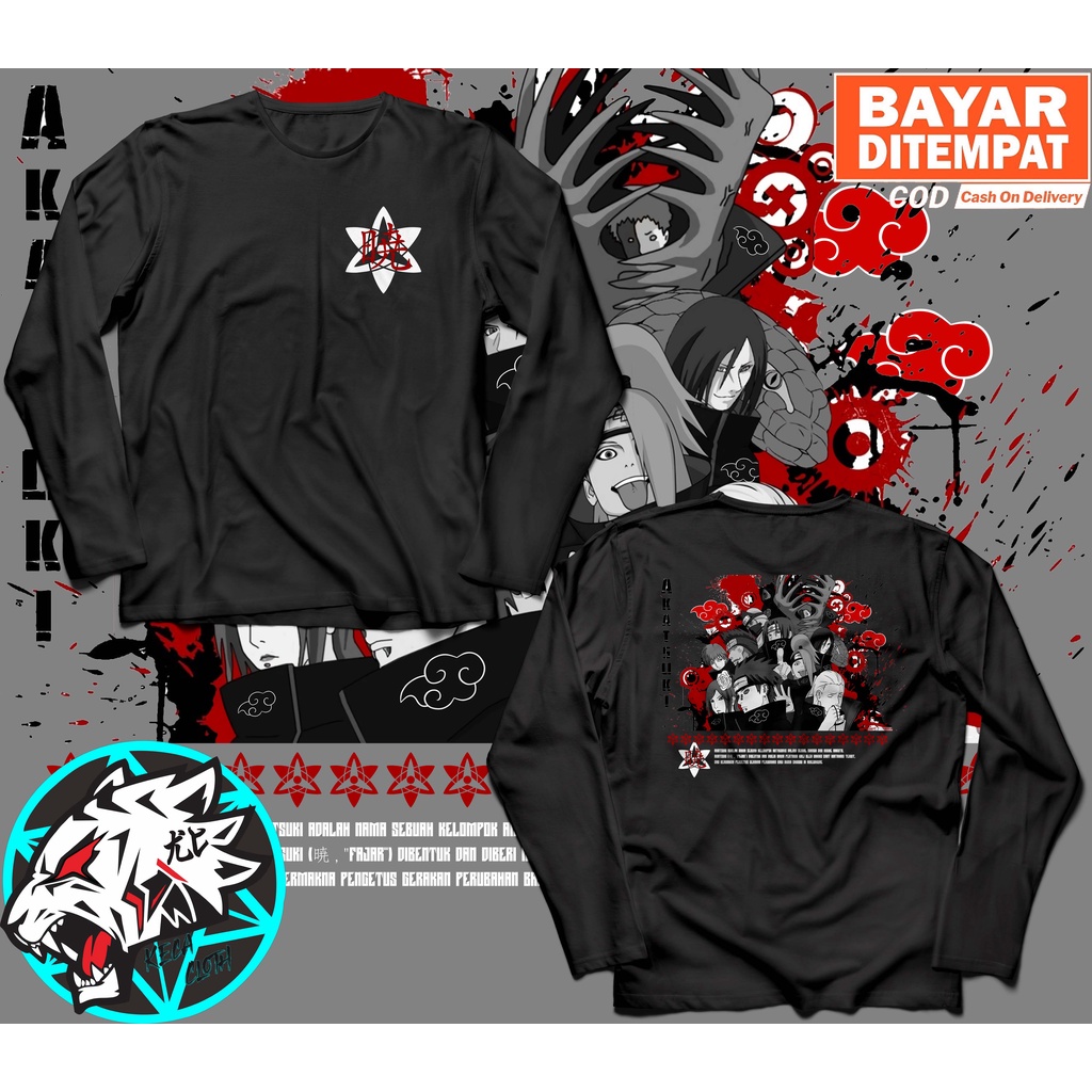 KAOS BAJU LENGAN PANJANG ANIME NARUTO SHIPPUDEN AKATSUKI BIG SIZE JUMBO KAOS NARUTO PRIA WANITA