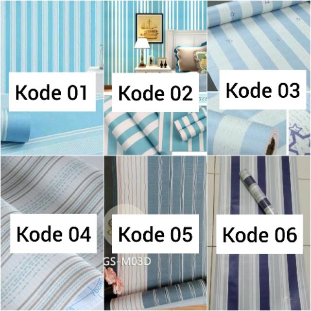 Wallpaper dinding MURAH medan wallpaper garis/salur biru