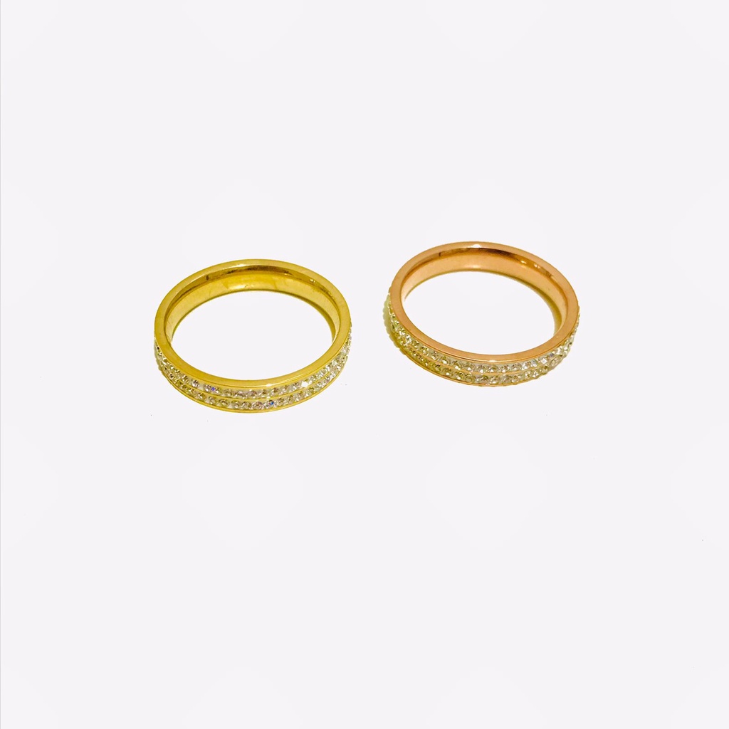 Cincin Titanium Wanita Lapis Emas Anti Karat CT-61