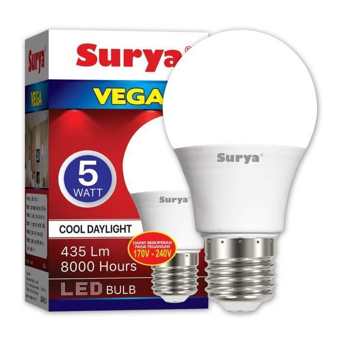 Lampu LED Putih Surya Vega 5W 7W 9W 12W 15W 18W Bohlam LED Daylight