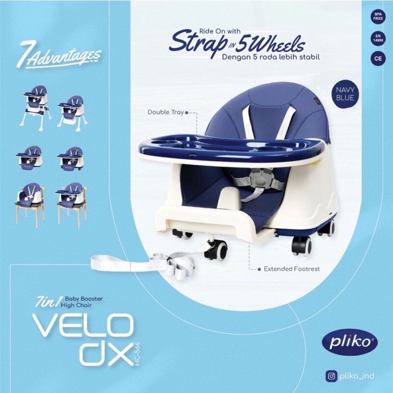 PLIKO VELO LX /VELO DX /VELO CX HIGH CHAIR HC 562&amp; HC 566/ PLIKO BOOSTER SEAT Kursi Tinggi Makan bayi/Folding Booster seat/Kursi makan bayi