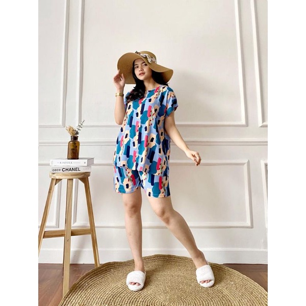 Aisha set/setelan pendek/rayon premium/baju santai/baju tidur
