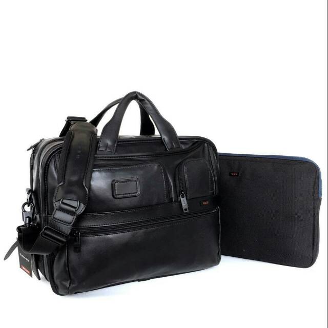 Tumi men kulit tas original asli kerja Leather Expandable 2in1 Laptop Brief