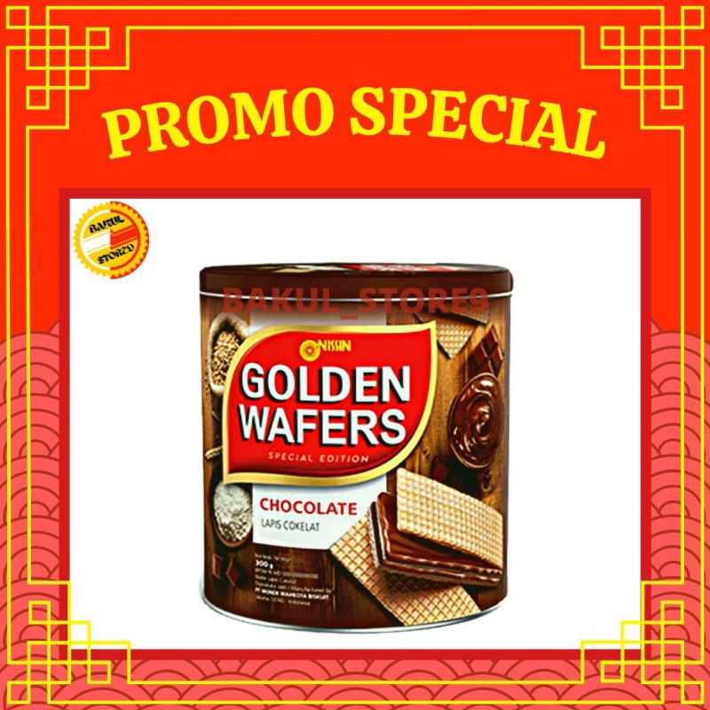 Nissin Golden Wafers Chocolate / Coklat Special Edition 300 / 267 Gr Kaleng Termurah dan Terlaris