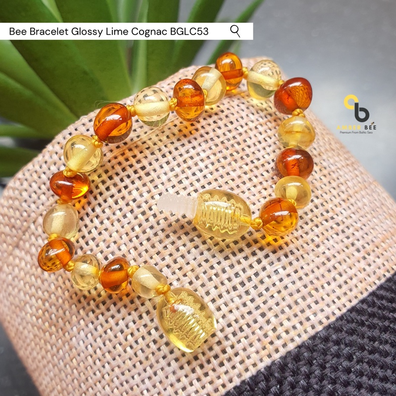 Gelang Amber New Born &amp; Anak Premium Glossy Lime Cognac BGLC53 By Amber Bee