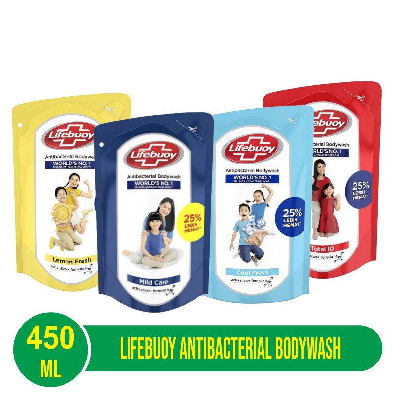 Lifebuoy Anti Bacterial Body Wash 450ml Refill - Kemasan Pouch