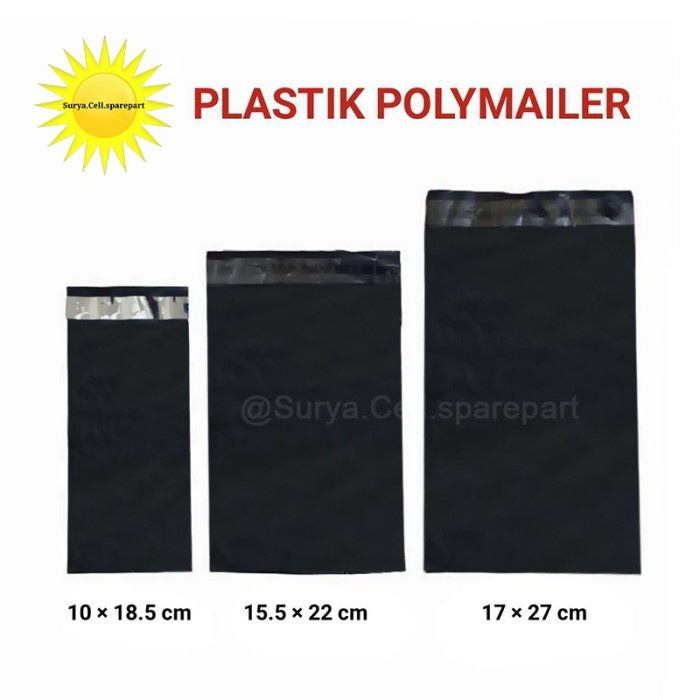 Plastik Polymailer Hitam Kantong Plastik Packing Olshop Isi 100 Pcs