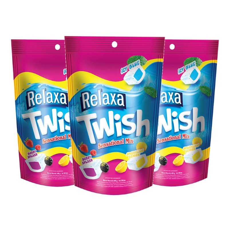 Relaxa Twish Cheymint Candy Pouch Bag Pack Of 3 Shopee Indonesia