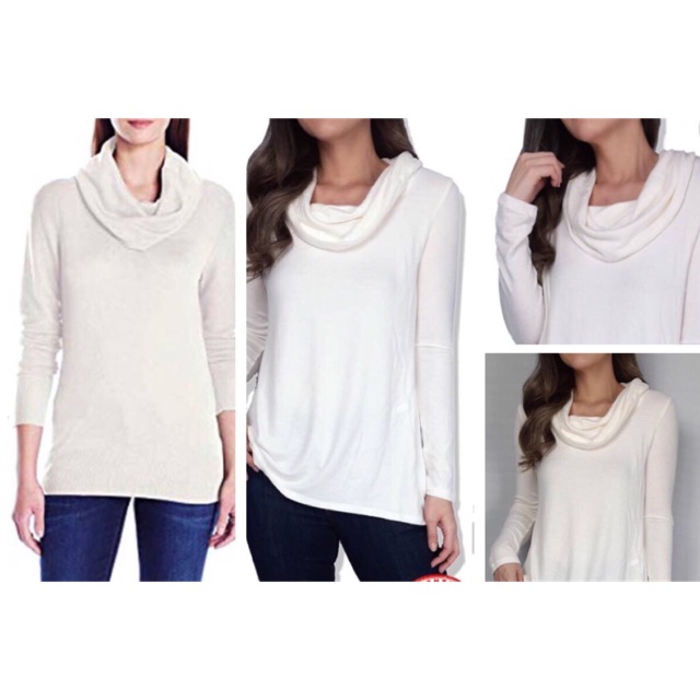 (J40) Iz.byer broken white soft knit cowl neck sweater