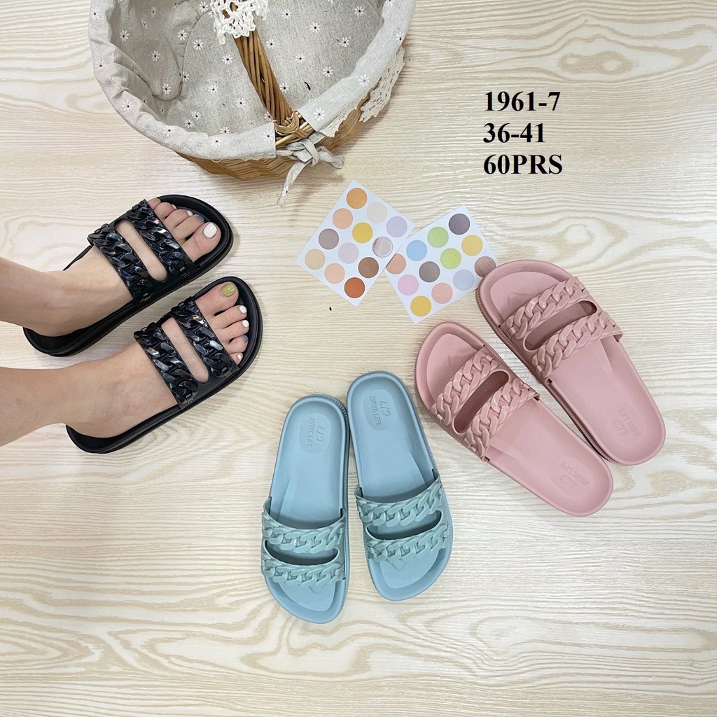 Sandal Slop Wanita Motif Kepang Karet Elastis Jelly Import Kokop 1961-7 RINA