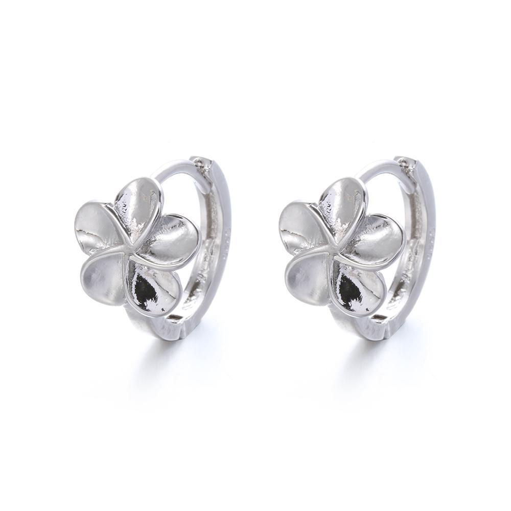 R-flower Earrings Manset Telinga Warna Silver Mewah Baru