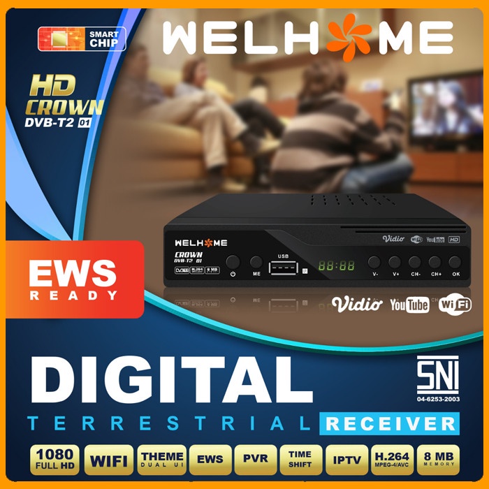 Set Top Box TV Digital WELHOME DVB T2 Receiver Full HD free donggle wifi