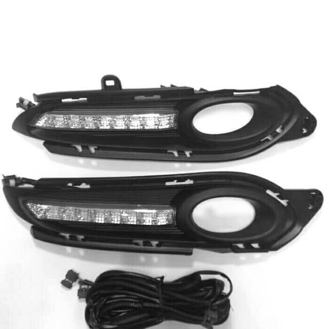 lampu DRL foglamp bumper depan honda hrv HR-V 2014 sampai 2017 putih + sen KUNING 2015 2016 2017 2018