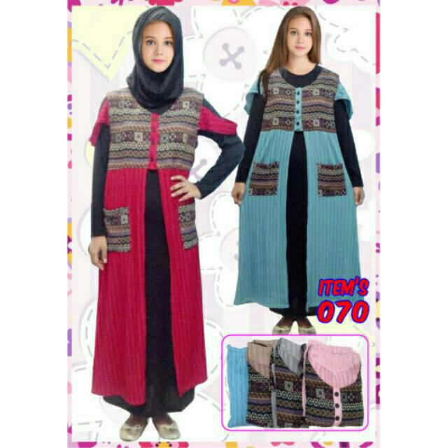 SALE; Gamis anak rompi bahan babat songket,gamis anak tanggung