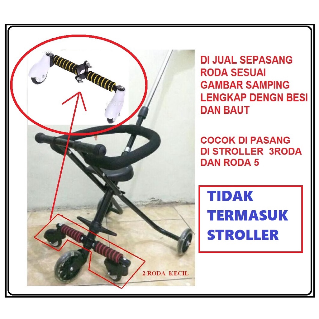DI BACA -- HANYA JUAL AKSESORIS  PENYANGGA RODA /  ALAT DORONG / PENGAMAN LINGKARAN STROLLER PUTIH H