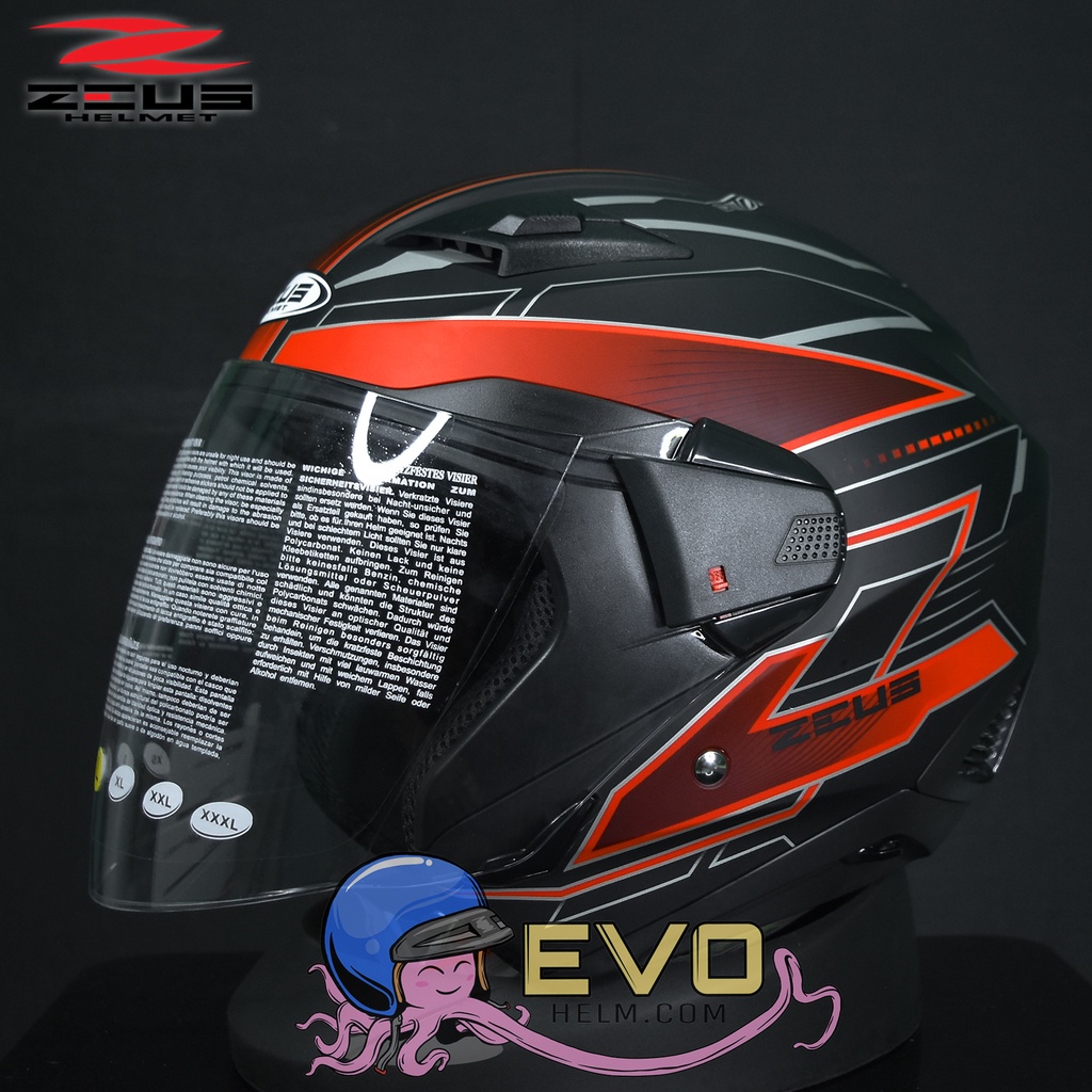 HELM ZEUS ZS-611 MATT BLK - TT18 RED