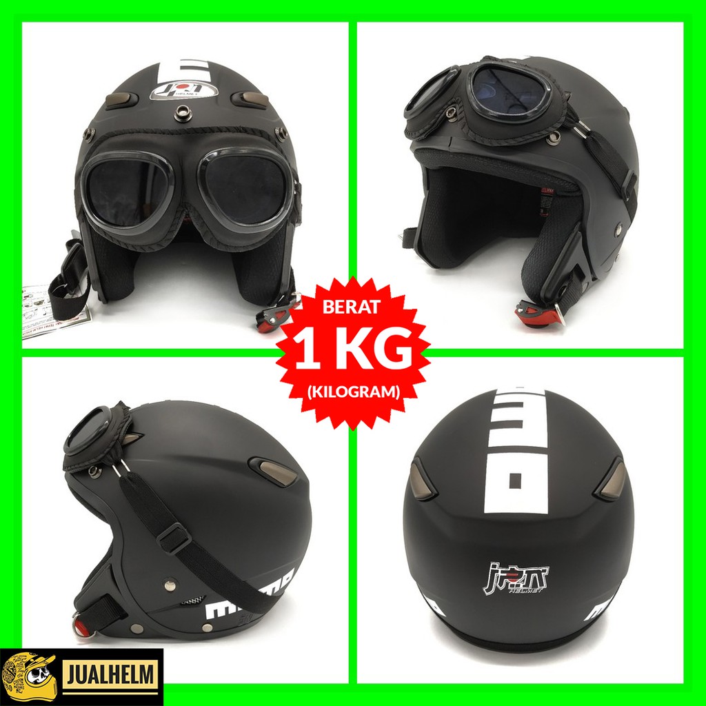 Helm JPN MOMO Retro + Goggle One (Bogo / Vespa / Classic / Klasik)