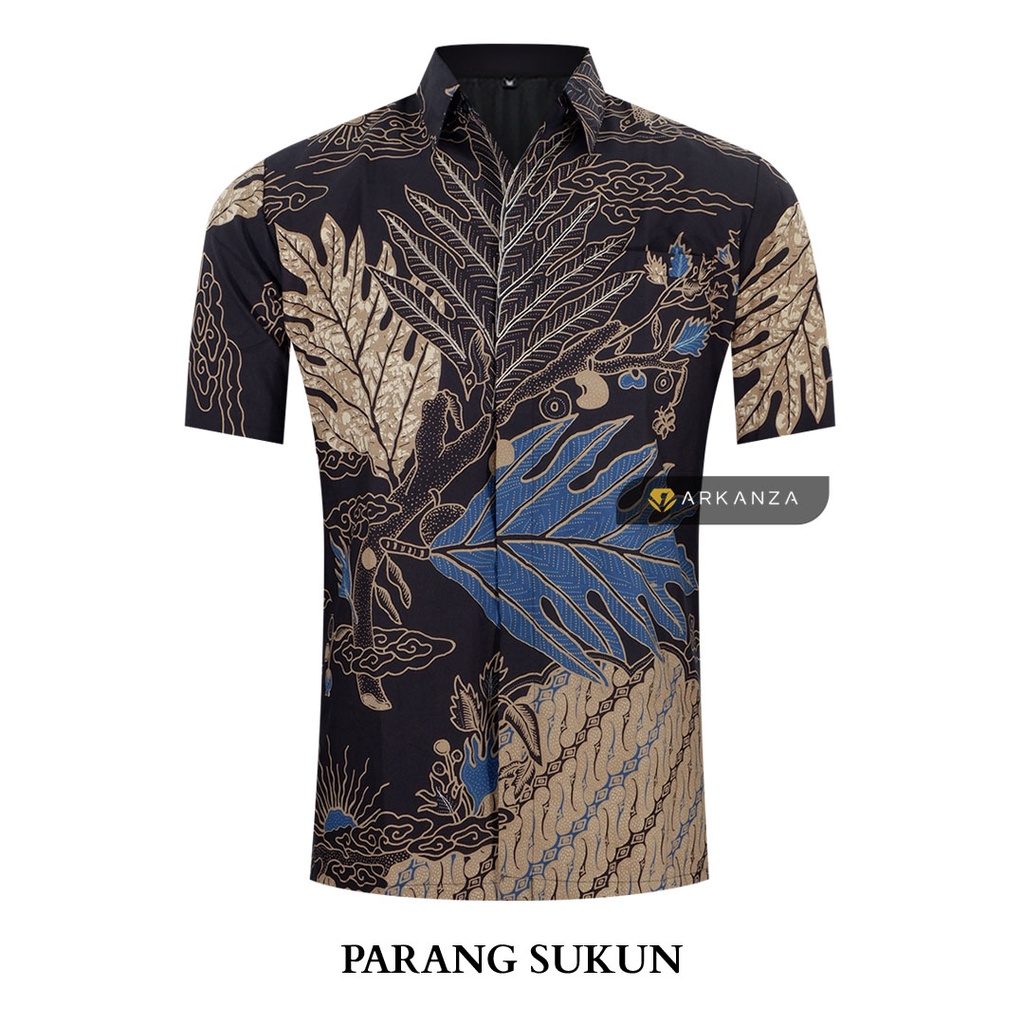 BATIK ARKANZA Motif PARANG SUKUN Hem Atasan Kemeja Baju Batik Pria Cowok Laki Laki Slimfit Full Lapis Furing Lengan Panjang