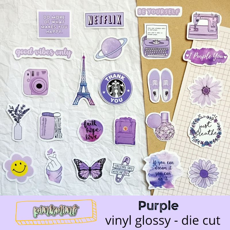 

(NEW) STICKER DECO AESTHETIC UNGU VINYL TAHAN AIR