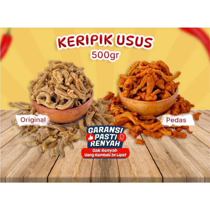 

KERIPIK USUS AYAM GURIH 500 GRAM / USUS CRISPY PEDAS KILOAN AUFARO SNACK