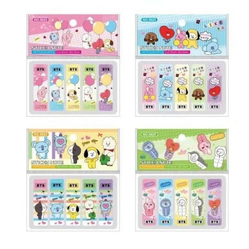 [ COD ]  1 SET 100PCS STICKY NOTE PLASTIK HOLOGRAM BT21 BTS KPOP / STICKY-1