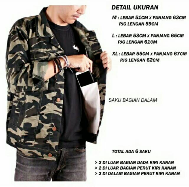 Jaket Camo Canvas Pria Model Trucker