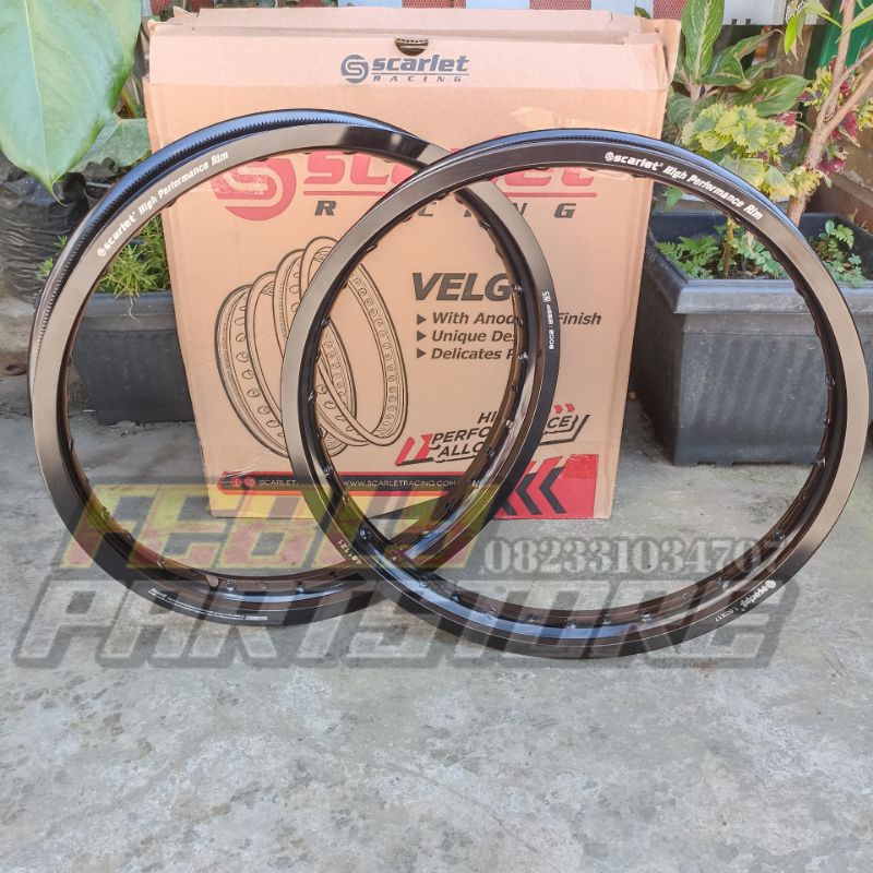 VELG SCARLET BLACK HITAM RING 17 160 185 VELG SCARLET BLACK 17X185 17X160 VELG SCARLET 185X17 160X17
