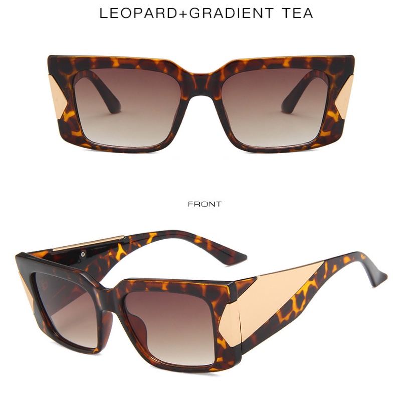 Kacamata Hitam Pria / Wanita Model Punk Frame Kotak Metal Warna Kontras