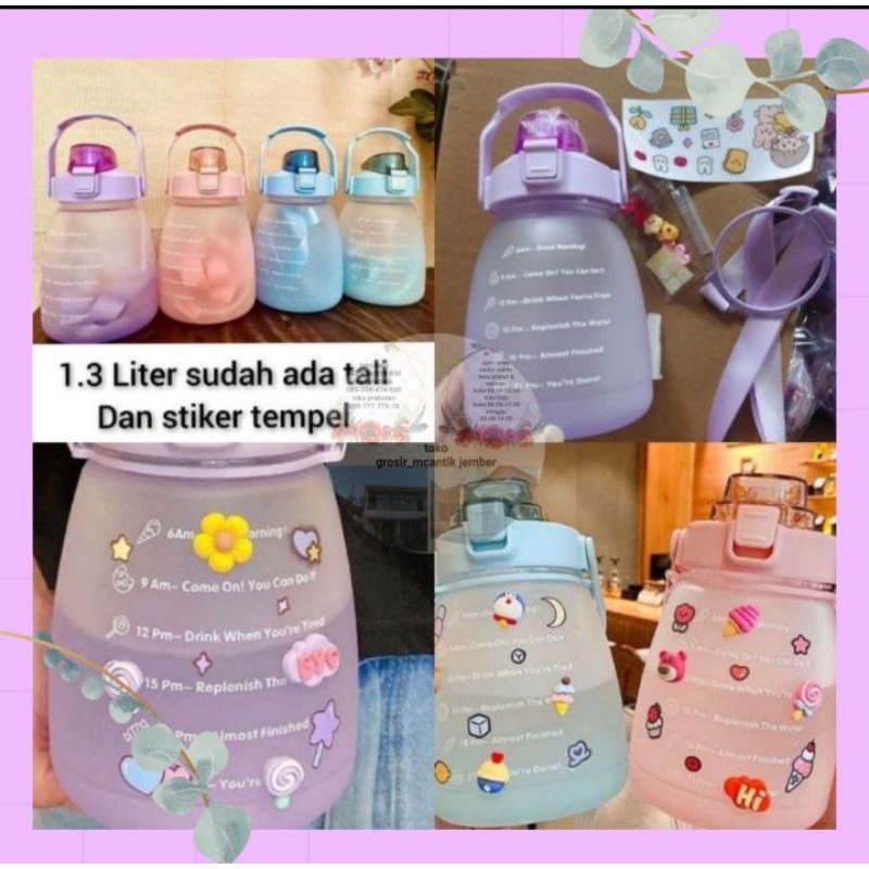 Botol Minum Gemol Viral Motivasi 1.3 Liter (Free Tali Gantung + Stiker 2d + Stiker 3d)