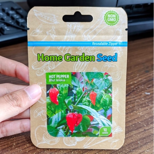 HGS - benih cabe HOT PEPPER BHUT JOLOKIA isi 10 biji - biji cabe unik - home garden seed