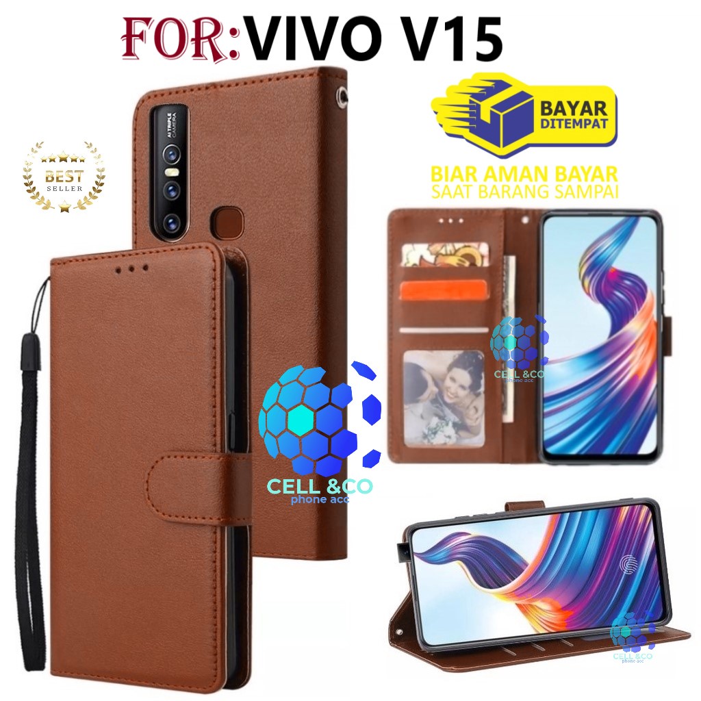 VIVO V15 CASE FLIP LEATHER WALLET PREMIUM FLIP CASE BUKA TUTUP KESING HP CASING FLIP CASE WALLET VIVO V15