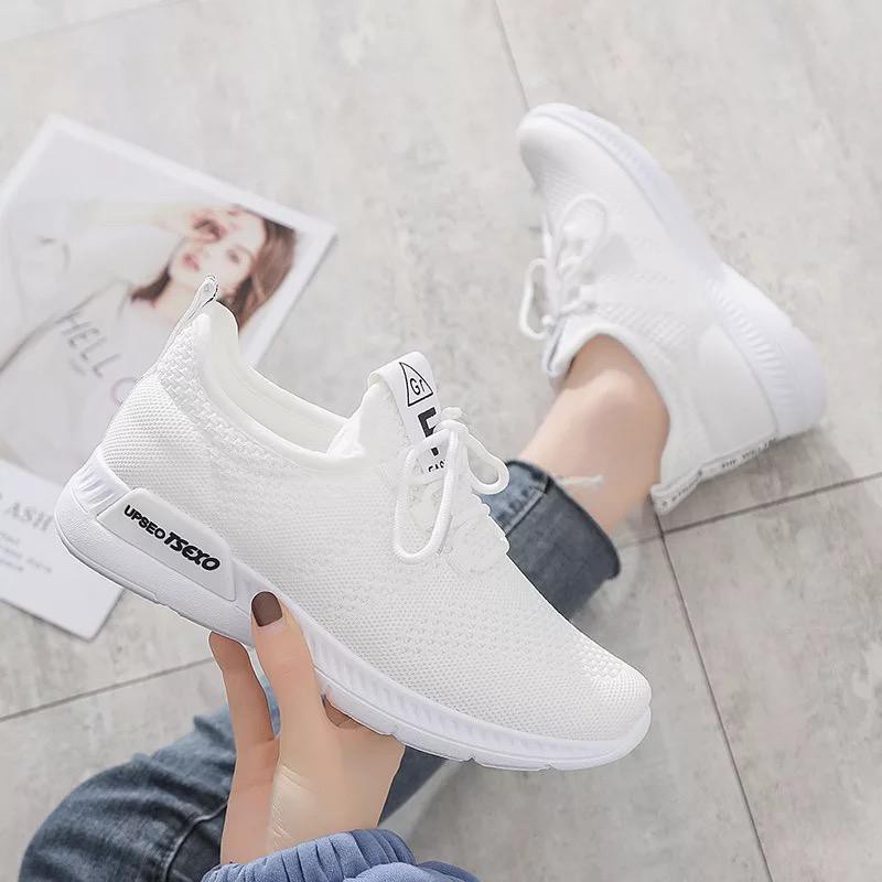 SEPATU SNEAKER WANITA OLAHRAGA SANTAI SPORT SUPER BOUNCE SEPATU SNEAKER CEWEK SEPATU KEKINIAN-putih