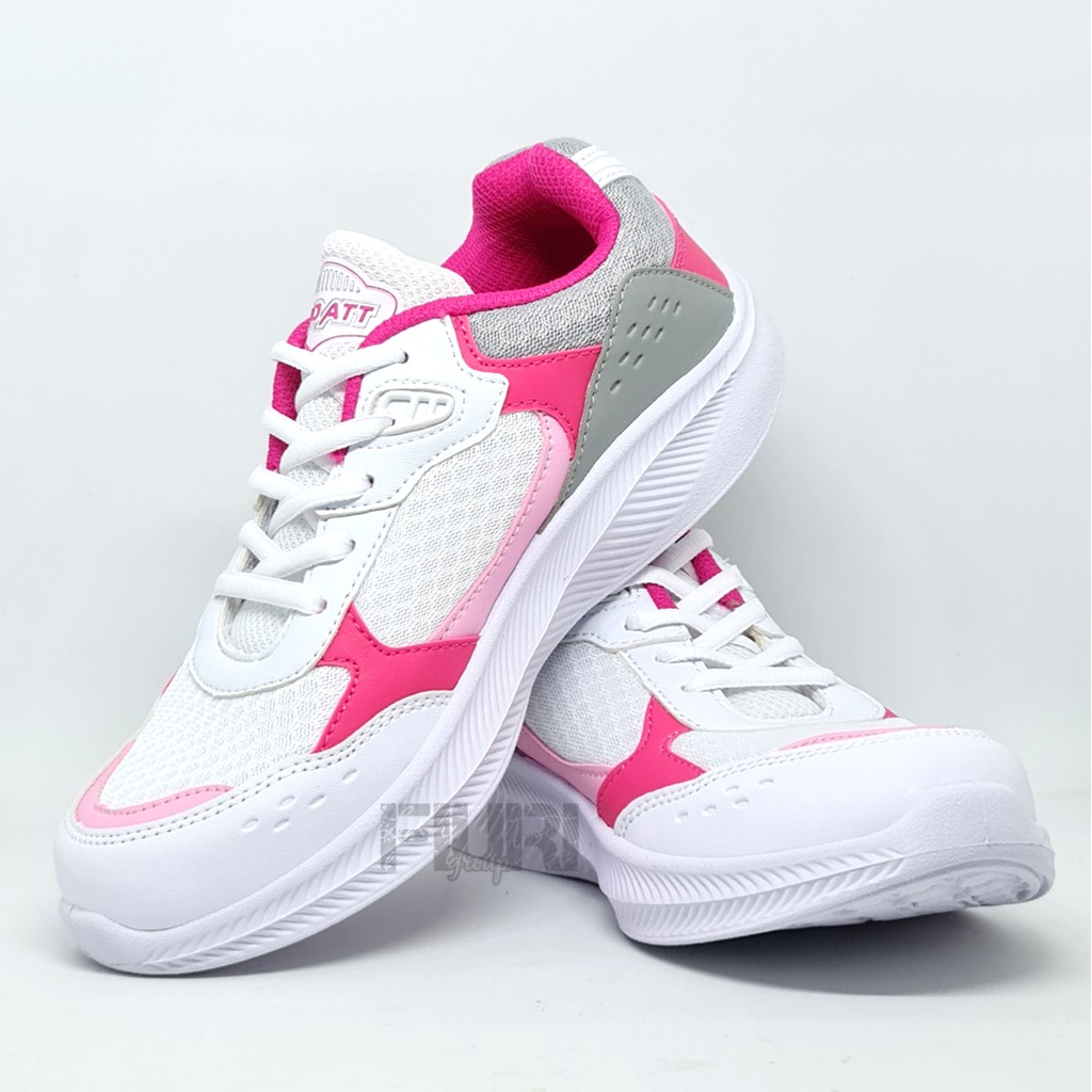 FIURI - Pro ATT Original - XP 09 Putih Pink 37-40 - Sepatu Kets Wanita - Sepatu Sneakers Wanita - Sepatu Olahraga Sport Wanita - Sepatu Casual - Sepatu Jogging Lari Fitness Gym Senam Wanita - Sepatu Cewek - Sepatu Sekolah Bertali SD SMP SMA