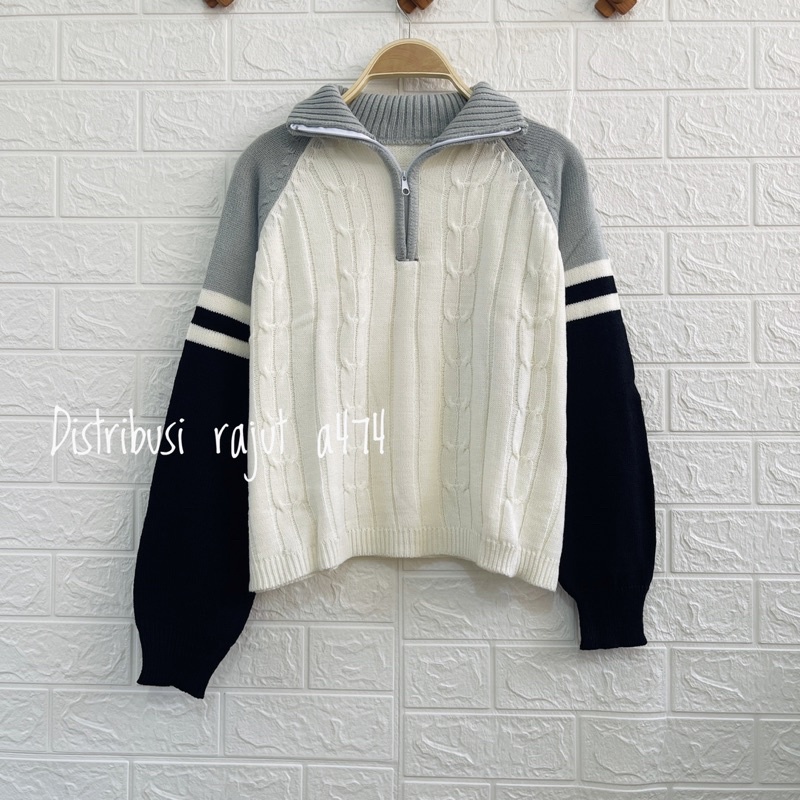 HARUKA ZIVER SWEATER RAJUT CABLE RESLETING WANITA