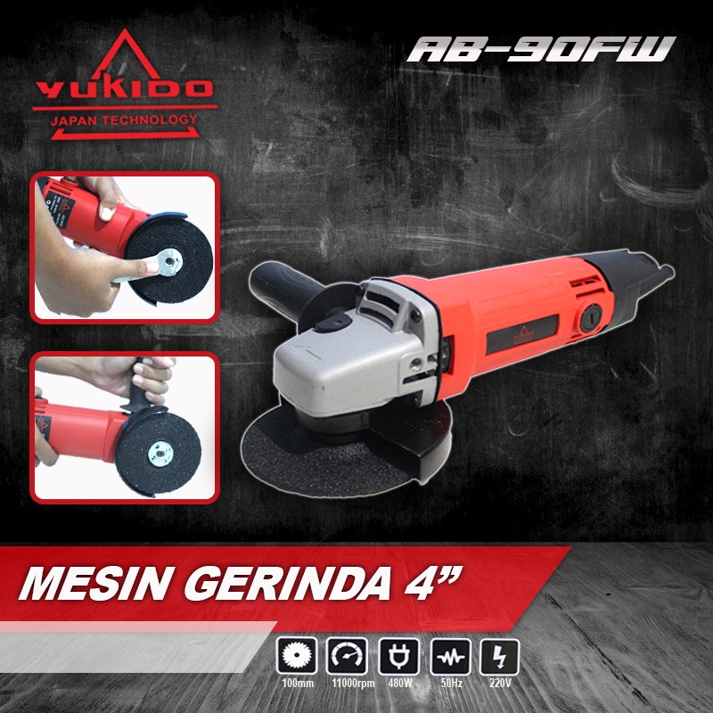 PROMO SHOPEE!!! GERINDA GURINDA GRENDA YUKIDO AB90FW GERINDA TANGAN FULL TEMBAGA KUALITAS TERBAIK SET MATA GERINDA