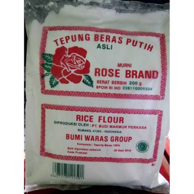 

Tepung beras putih asli rose brand 200 gram