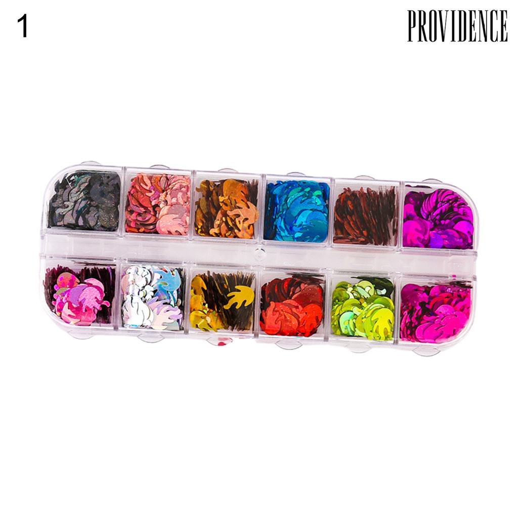 Providence 1 Box Nail Flakes Vibrant Color Temperature Resistance Nails Art Decoration Butterfly Five-pointed Star Holographic Nail Glitter Flakes for Manicure