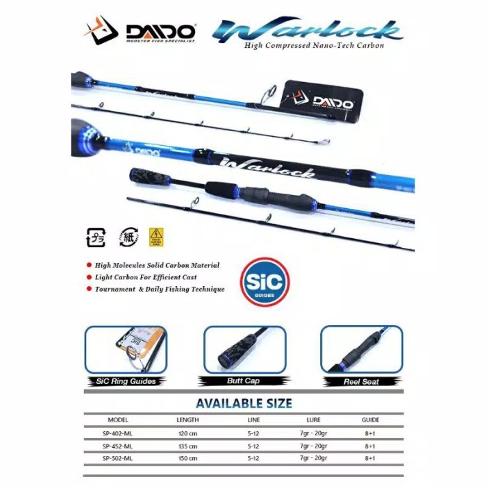 joran daido solid carbon warlock pilihan 120 135 150 cm - 120 cm