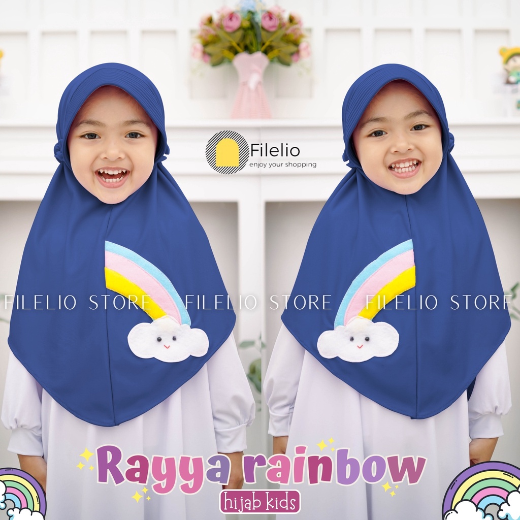 Kerudung Instan Anak TK Rayya Rainbow / Hijab Anak TK Kekinian / Hijab Anak TK Tali Karet / Jilbab Anak Karakter / Jilbab Anak Perempuan / Jilbab Anak Jersey / Kerudung Anak TK / Bergo Anak Jersey / Bergo Anak TK