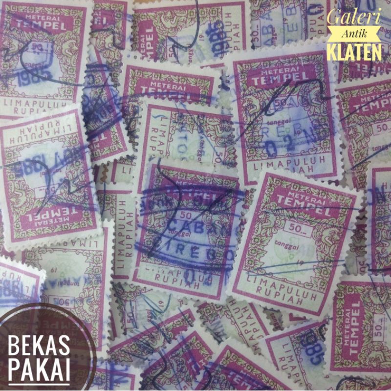 

Materai Bekas untuk Koleksi Rp 50 Rupiah tahun 1976 hingga 1985 Meterai Tempel matrai lama kuno tua