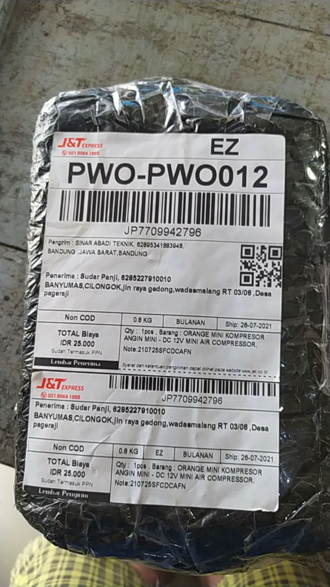 Orange Mini Kompresor Angin Mini - Dc 12v Mini Air Compressor