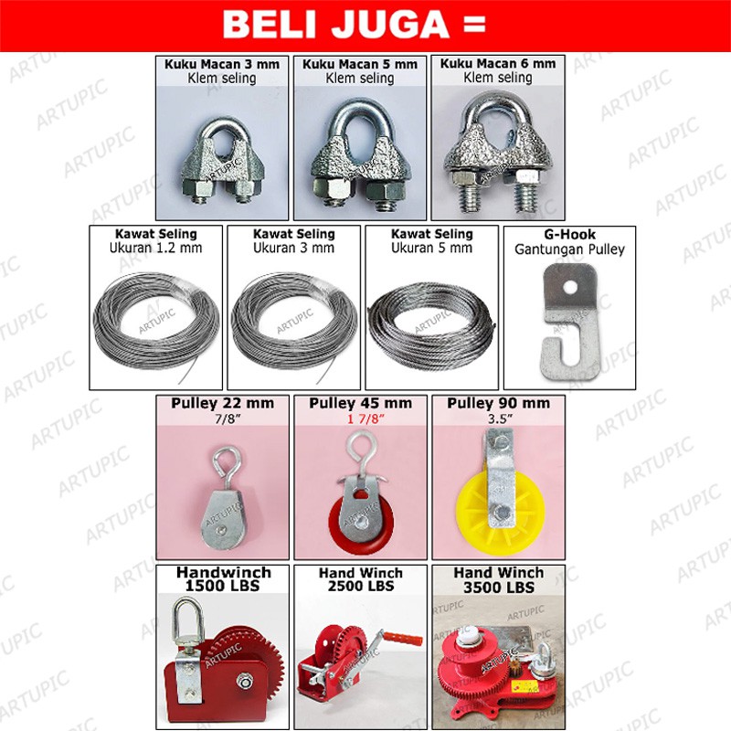 Kuku Macan 6 mm Klem Seling Wire Clip Clamp Tali Kawat Baja Kabel Seling Sling 6mm