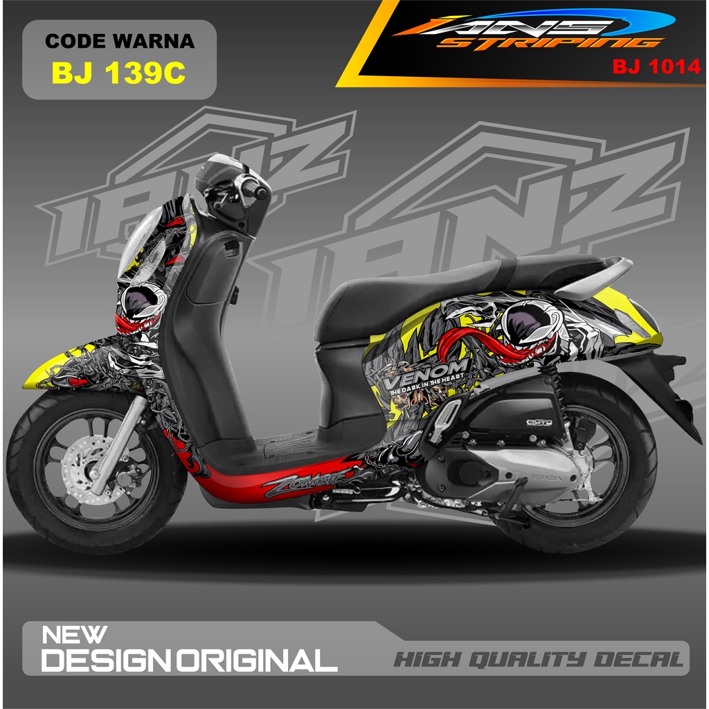 DECAL STIKER SCOOPY VENOM FULL BLOK MOTOR / STICKER DECAL  HONDA SCOOPY FULL BODY / STICKER VARIASI SCOOPY TERBARU  / STICKER SCOOPY