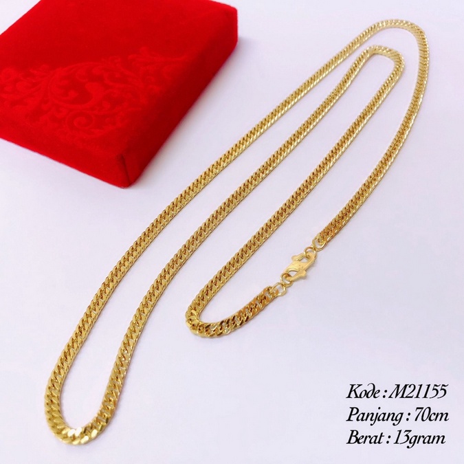 Kalung Titanium Panjang 45cm &amp; 70Cm Rantai Kait Rapat Lapis Emas 24Karat Kalung Hijab