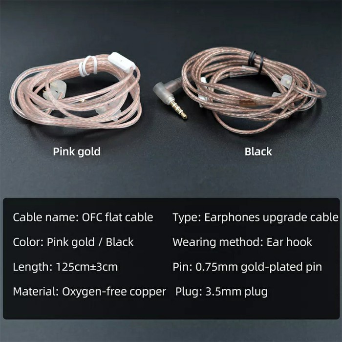 KZ Double Line Cable Silver High Purity Oxygen Free Copper with Mic